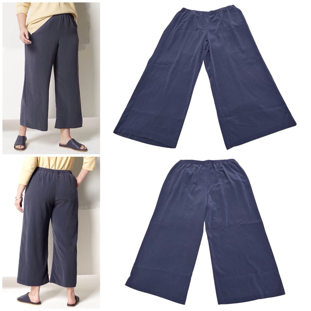J. Jill Pure Jill Sand Washed Pull On Wide Leg Cropped Pants Size Large